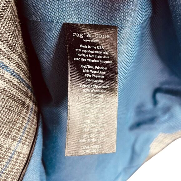 Rag & Bone Dark Gray & Blue Check Lexington Blazer - Picture 11 of 13